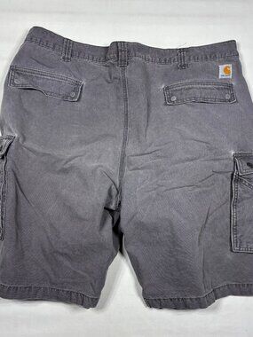 Carhartt 100277 039 Gray Canvas Cargo Shorts Mens 44 Relaxed Fit Workwear Rugged